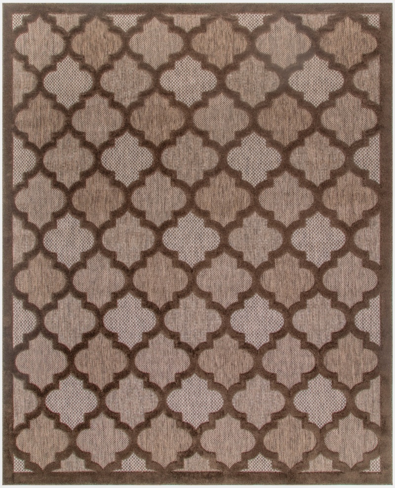 Easy Care Brown Polypropylene Modern Area Rug 8 ft x 10 ft