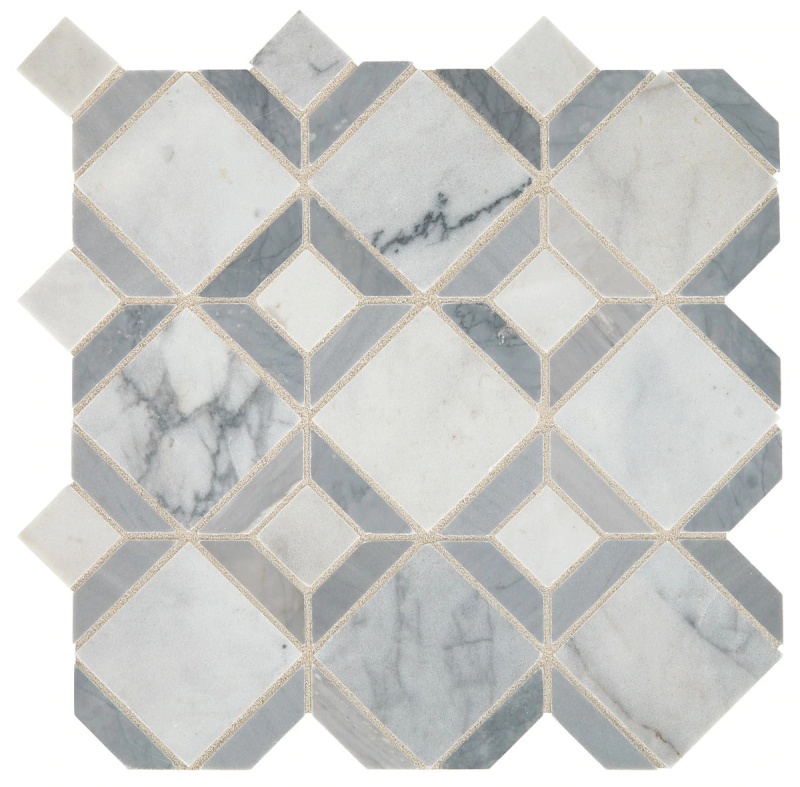 Sublimity Cirrus Storm Marble Mosaic - Parquet - Honed