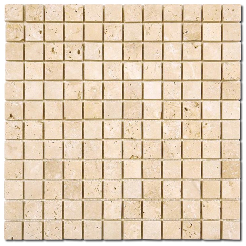Alabastrino Cross Cut Travertine Mosaic - 1" X 1" - Tumbled