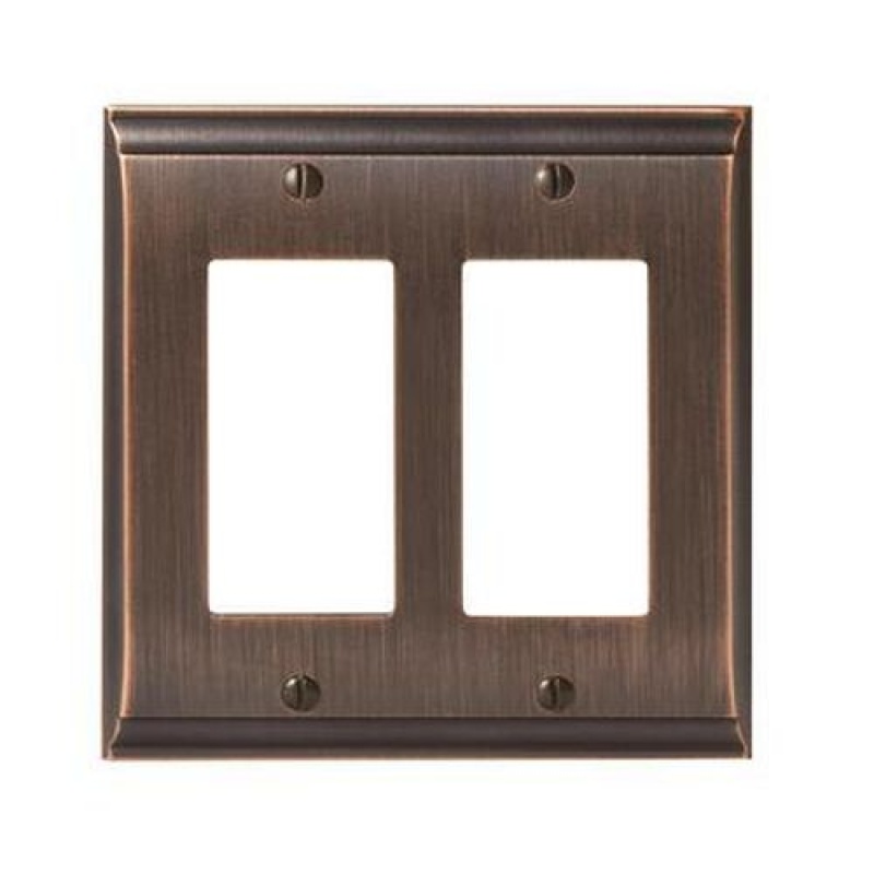 Candler Zinc 2 Rocker Decorator Switch Wall Plate - Oil Rubbed Bronze - 2-Rocker