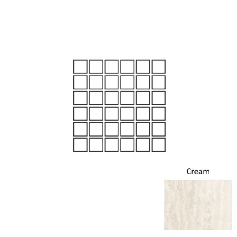 Travertine Cream Porcelain Mosaic - 2" X 2" - Natural