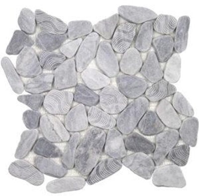 Aquatica Ocean Stone Sliced Wave Bardiglio Natural Stone Mosaic - Pebble - Matte