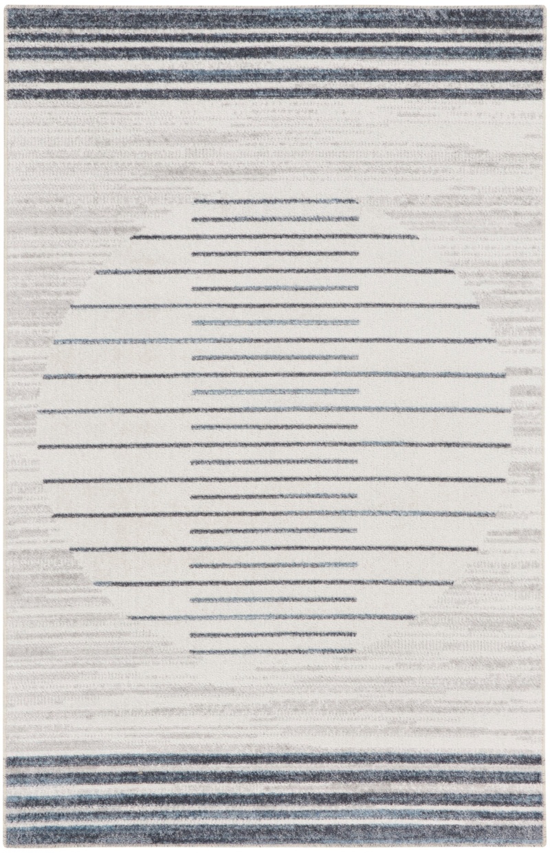 Astra Machine Washable Ivory Blue Area Rug