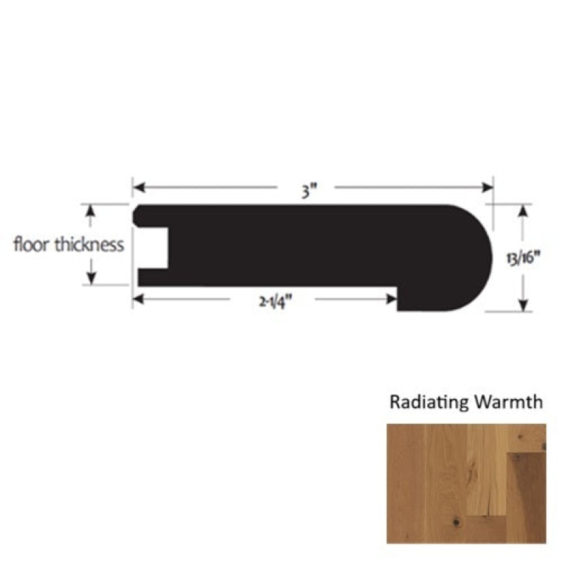 Timberbrushed Silver Radiating Warmth Hardwood Moulding / Trim - 3" X 90" Flush Stair Nose - Urethane & Aluminum Oxide