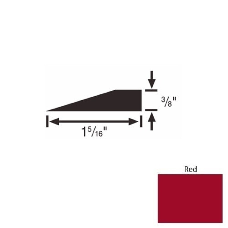 Solid 26 Red Rubber Reducer Strip - 1 5/16" X 9 Ft (108") X 3/8"