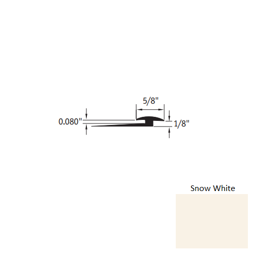 Johnsonite Snow White Vinyl Moulding / Trim - 5/8" X 12 Ft (144") X 1/8" - .080" Slim Line Transition - Slim Line Transition