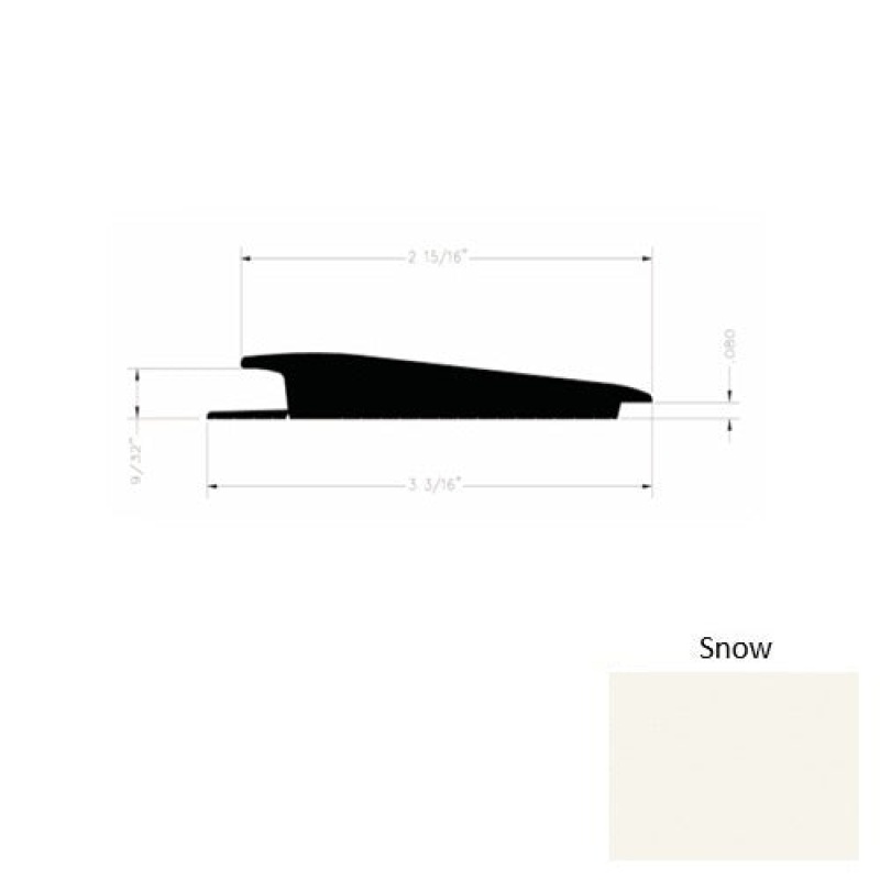 Solid 73 Snow Rubber Rolling Traffic Transition - 3 3/16" X 9 Ft (108") X 1/4" - 0.080"