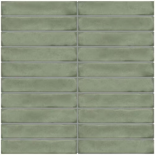 Artcrafted Aloe Ceramic Mosaic - 1" X 6" Stacked - Glossy