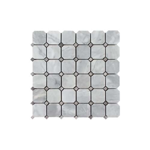 Metropolitan Deep Blue Deco Marble Mosaic - Octagon Dot - Polished