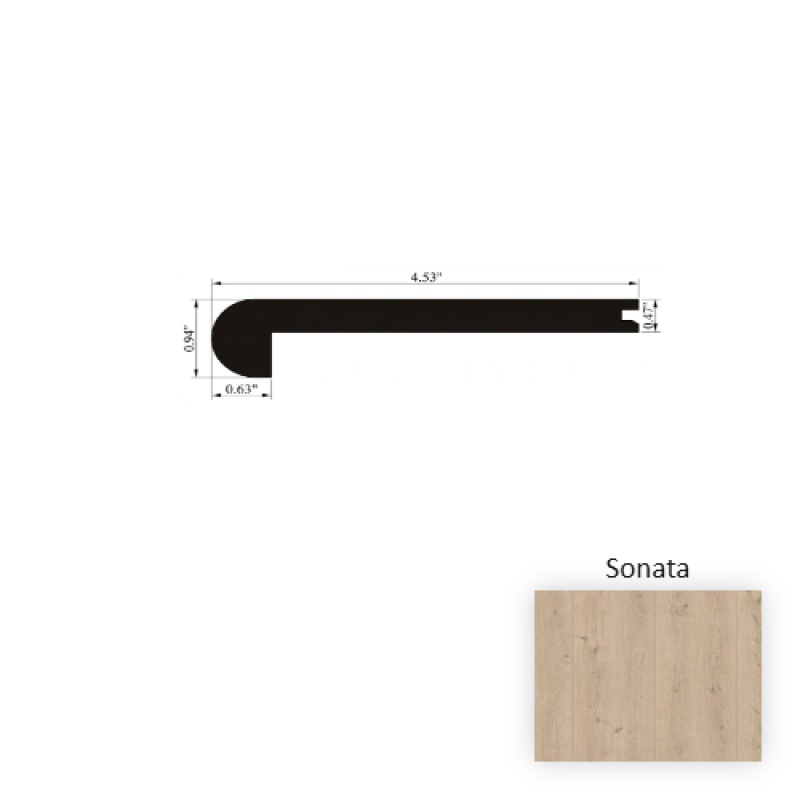 Crescendo Sonata Laminate Wood Moulding / Trim - 4.5" X 94" Flush Stair Nose - Textured