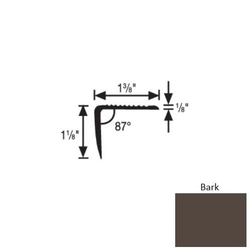 Flextones Bark Vinyl 189 Top Set Stair Nosing - 1 3/8" X 12 Ft - Thermoplastic