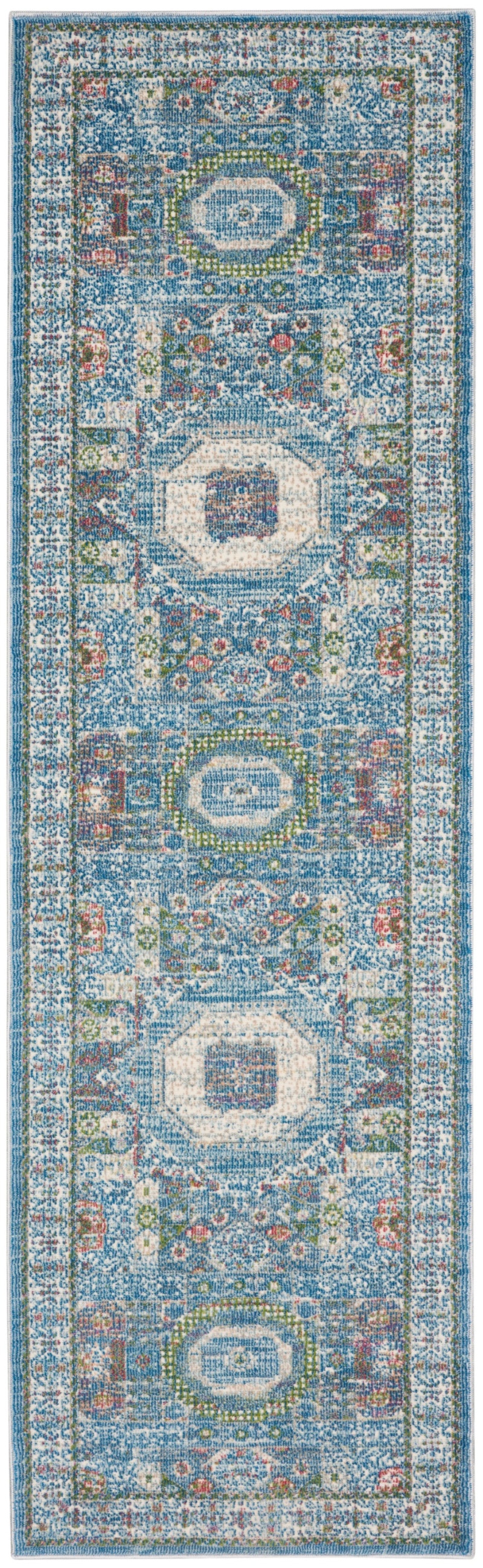 Ankara Global Ivory Light Blue Runner Rug