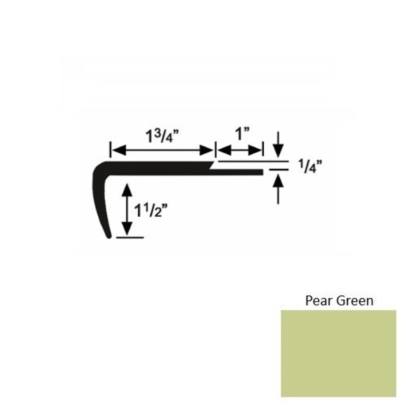 Solid 13 Pear Green Rubber Single Flange Carpet Stair Nosing