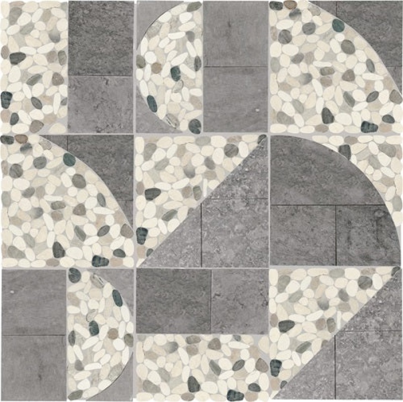 Pebble Oasis Coal Pebble Mosaic - Art Deco - Honed