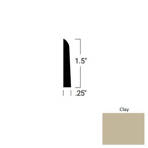 Johnsonite Clay Rubber Moulding / Trim - 1 1/2" X 8 Ft (96") X 1/4" Millwork Shoe Moulding - Millwork Shoe Moulding