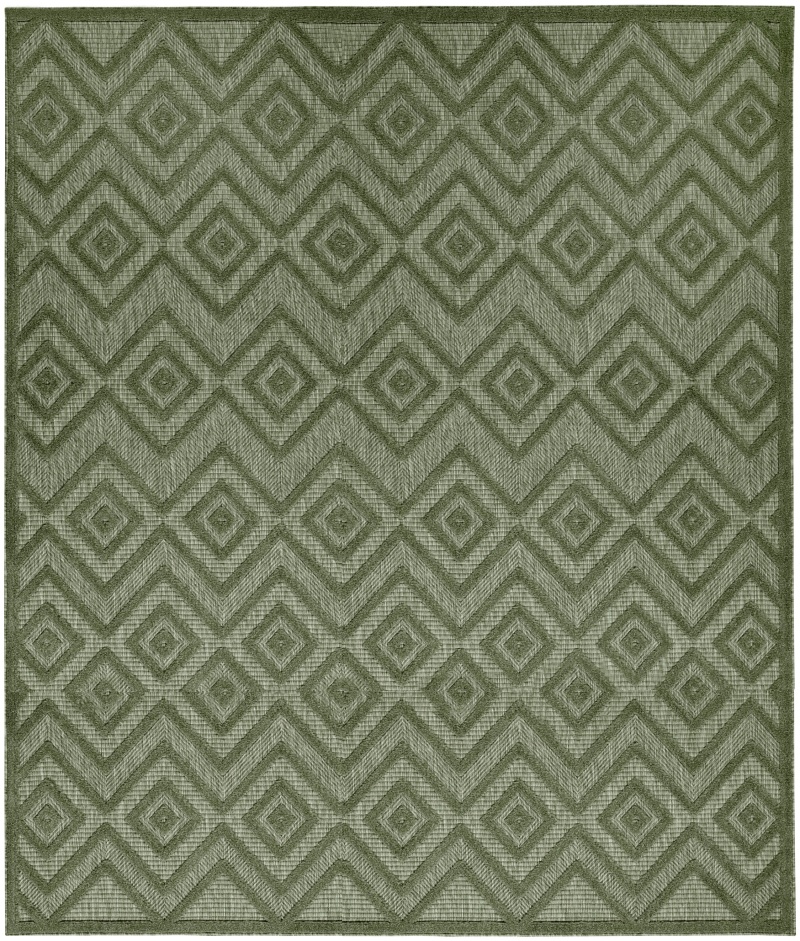 Versatile Green Polypropylene Modern Area Rug 8 ft x 10 ft