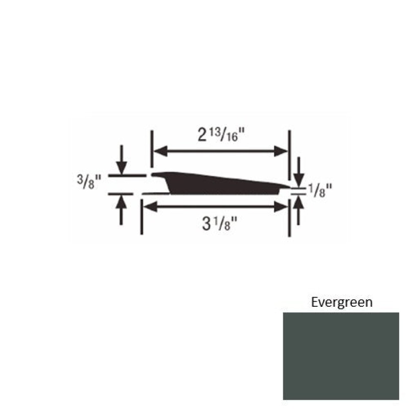 Solid 67 Evergreen Rubber Rolling Traffic Transition - 3 1/8" X 9 Ft (108") X 3/8" - 1/8"