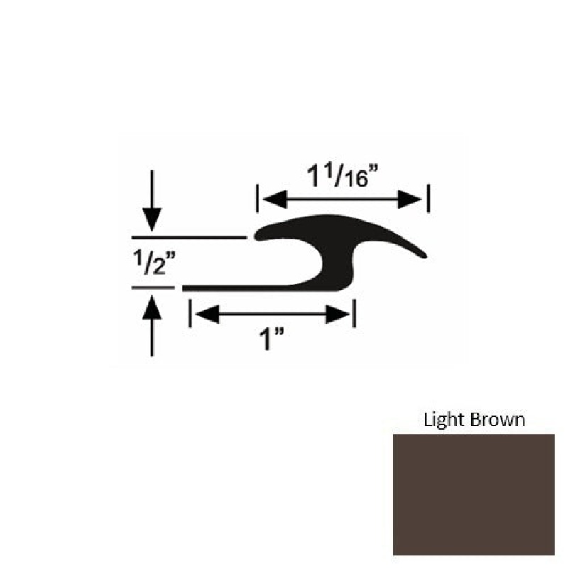 Solid 56 Light Brown Rubber Tile / Carpet Joiner - 1" X 9 Ft (108") X 1/2"