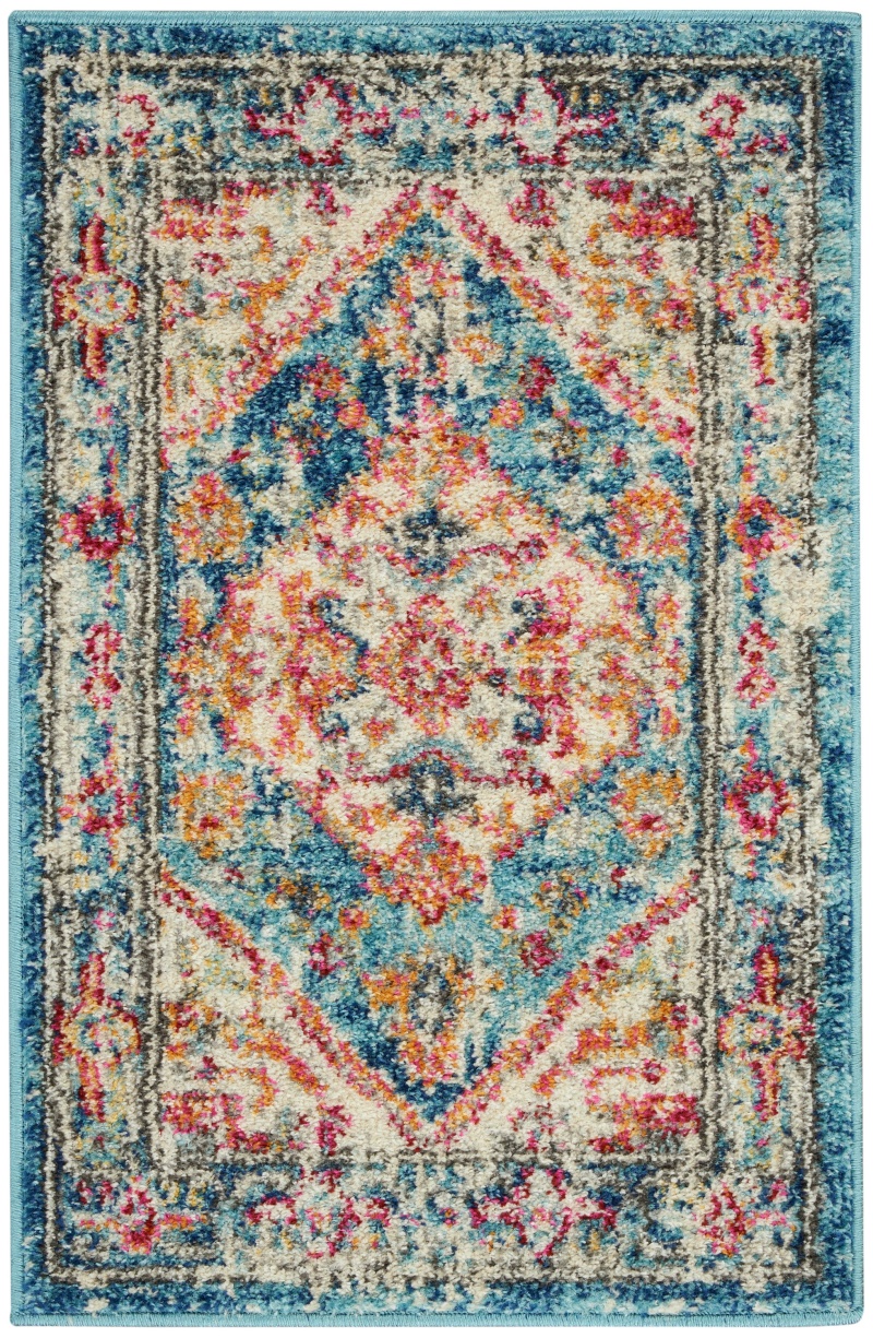 Passion Psn23 Ivory / Light Blue Polypropylene Bohemian Area Rug