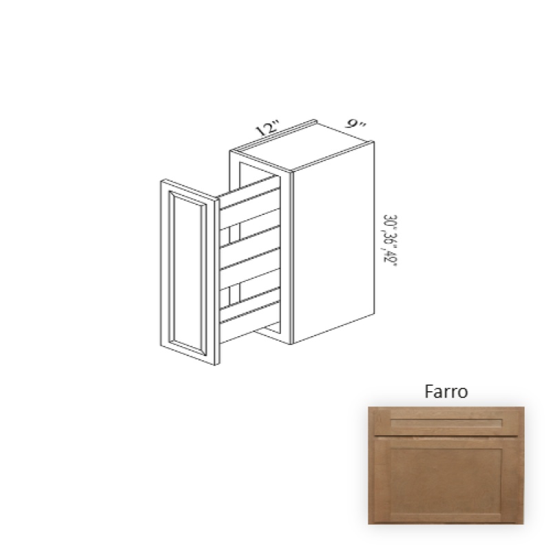 Farro Wood Kitchen Spice Rack Pull-Out Base Cabinet