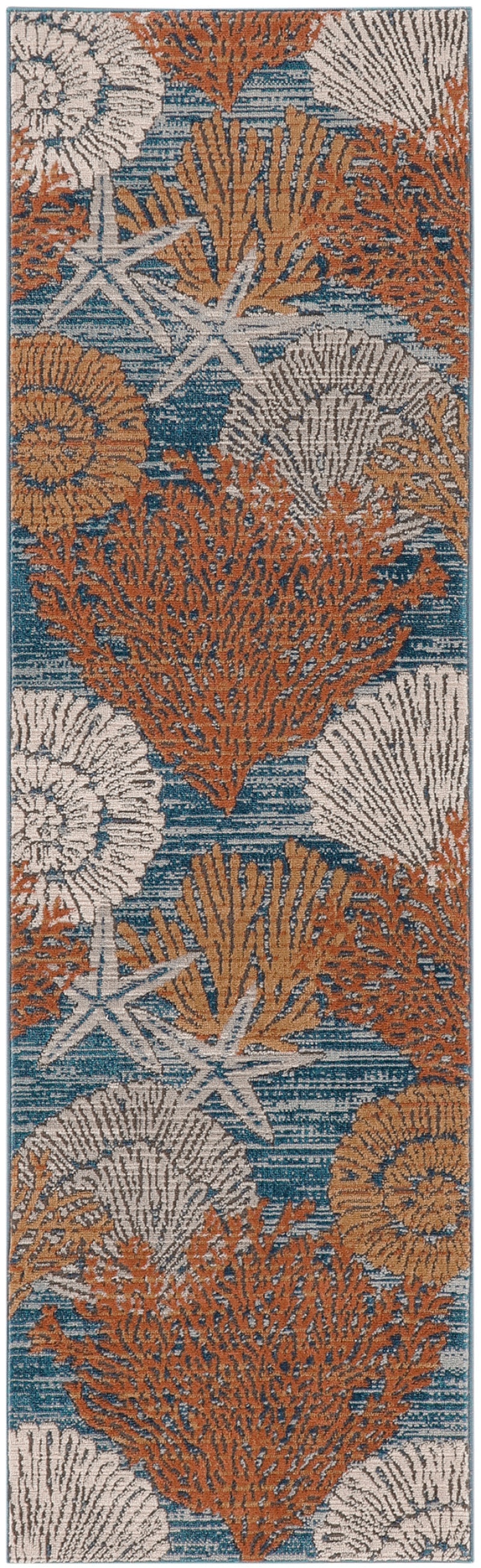 Seaside Blue Multicolor Polypropylene Coastal Runner Rug