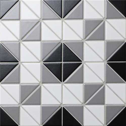Tre Square Classic Mix Porcelain Mosaic - 2 1/4" - Satin
