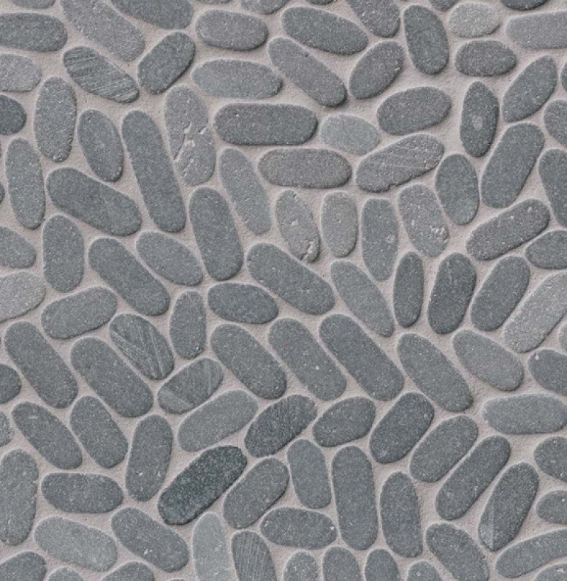 Rio Lago Coal Marble Sliced Pebble 12" x 12" Tumbled