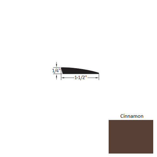 Johnsonite Cinnamon Vinyl Moulding / Trim - 1/4" X 12 Ft (144") Carpet Reducer - Carpet Reducer
