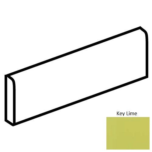 Color Wheel Classic Key Lime Ceramic Wall Trim - 2" X 6" Bullnose 6" Side - Semi Gloss