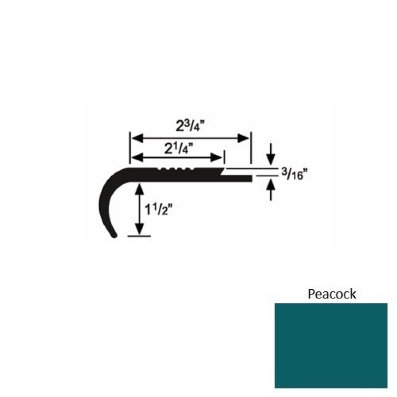 Solid 08 Peacock Rubber Underlap Stair Nosing