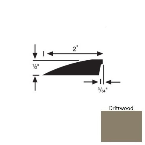 Flextones Driftwood Vinyl 157 Reducer - 1/2" X 12 Ft - Thermoplastic