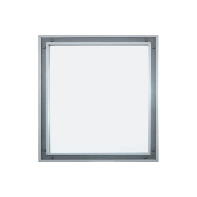 Ziva Dark Grey Glass Framed Bathroom Mirror - 34" X 32" - Dark Grey