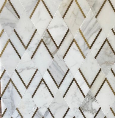 Calacatta & Brass Waterjet Marble Arrowhead Mosaic
