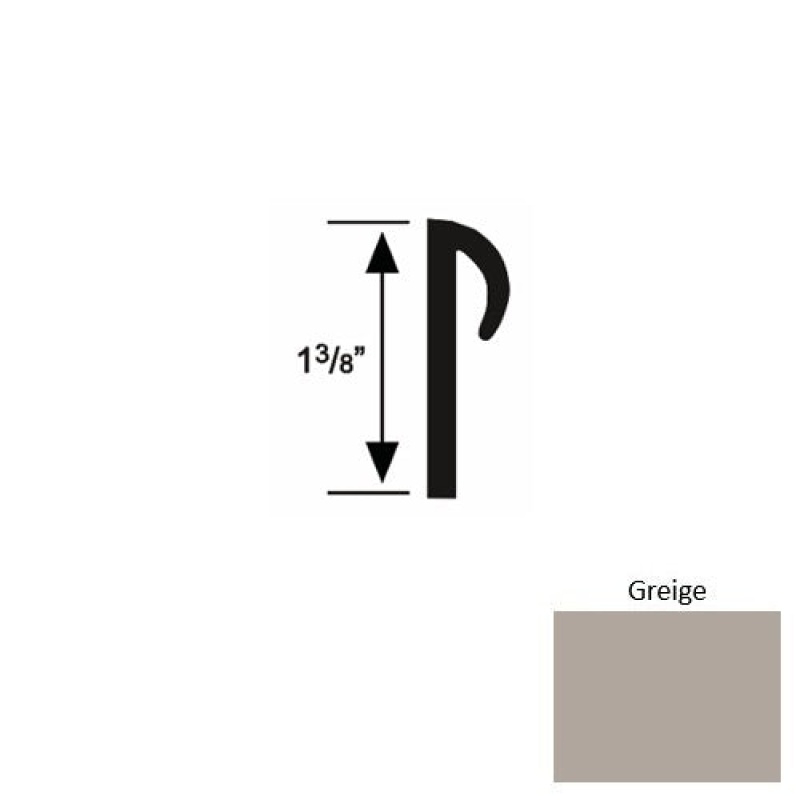 Solid 28 Greige Rubber Carpet Cove Cap Round - 3/16" X 9 Ft (108")