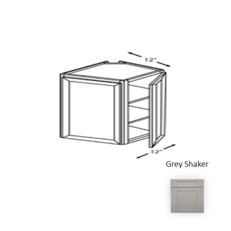 Grs.Wec1242 Framed Shaker Premium Grey Shaker Natural Clear Coat Wood Kitchen Wall Cabinet - 12" X 42" X 12" - Natural Clear Coat