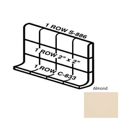 Keystones Unglazed Mosaic Almond Porcelain Wall Trim - 5" X 12" Built Up Base (Mb5b) - Matte