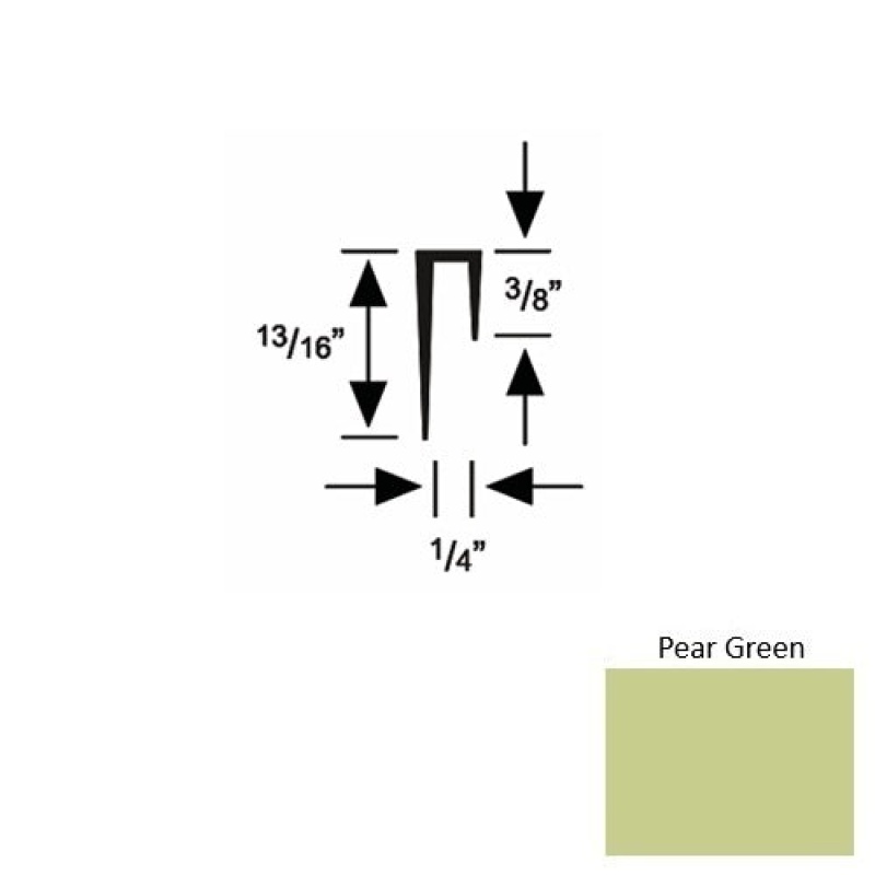 Solid 47 Pear Green Rubber Cove Cap Square, 1/4" x 9 Ft