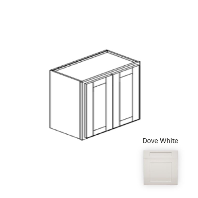 Dw.W3030 Framed Shaker Classic Dove White Natural Clear Coat Wood Kitchen Wall Cabinet - 30" X 30" X 12" - Natural Clear Coat