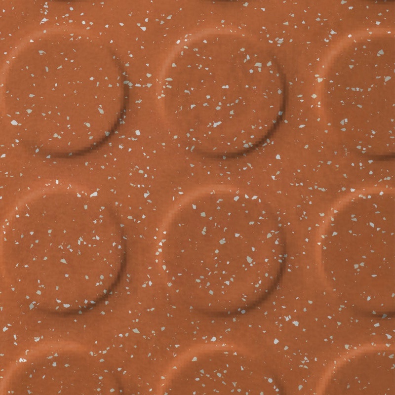 Johnsonite Spicy Clementine Raise Round Color Splash Speckled Rubber Tile - Textured - 24" X 24"