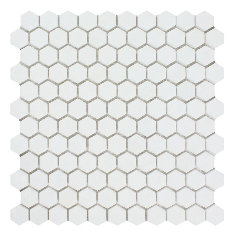 Thassos White Marble Mosaic - 1" Hexagon