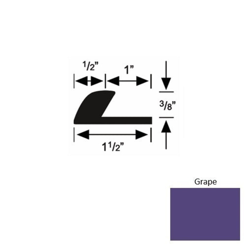 Solid 37 Grape Rubber Underlap Carpet Edge - 1 1/2" X 9 Ft (108") X 3/8"
