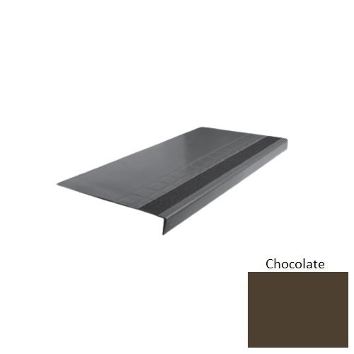 Flextones Chocolate Type 875 With Flush Ribbed / Smooth Insert Distinct Designs Rubber - 12 1/4" X 72" Stair Tread - Raised Square Design