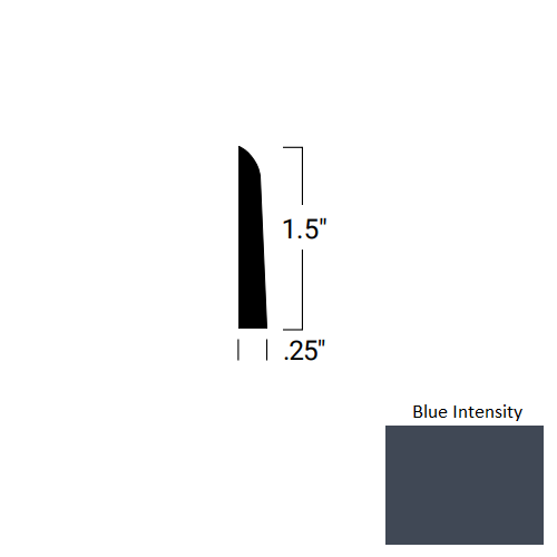 Johnsonite Blue Intensity Rubber Moulding / Trim - 1 1/2" X 8 Ft (96") X 1/4" Millwork Shoe Moulding - Millwork Shoe Moulding