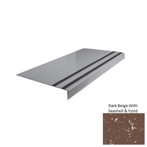 Spextones Dark Beige With Seashell & Fjord Type 130 Distinct Designs Rubber - 12 1/4" X 72" Stair Tread - Smooth