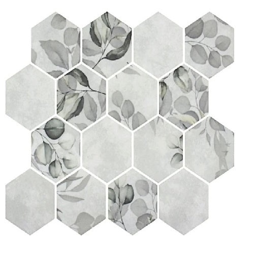 Botanicals Calla Glass Mosaic - 3" Hexagon - Matte