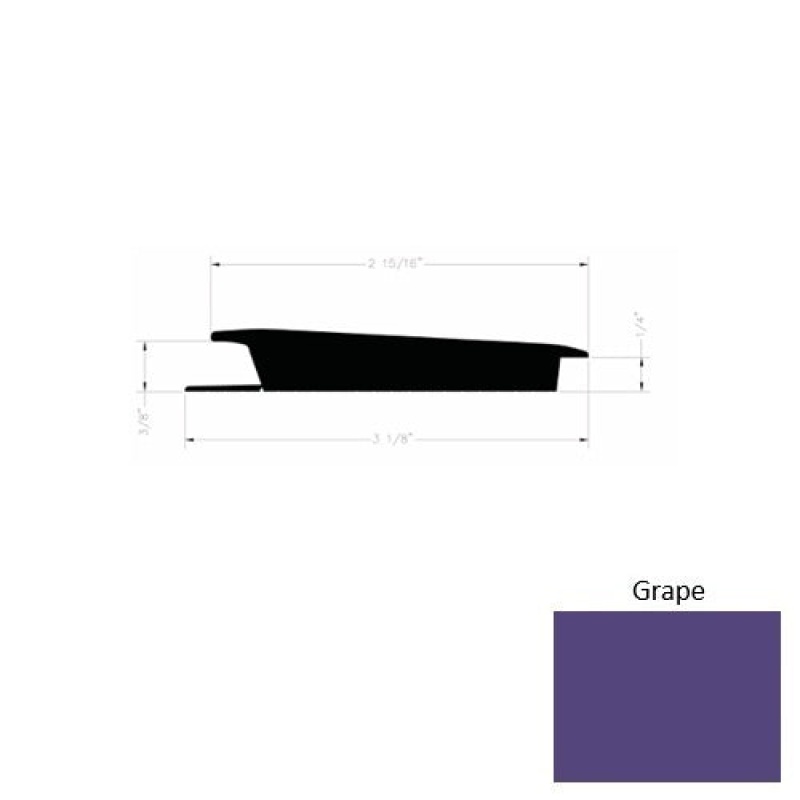 Solid 75 Grape Rubber Rolling Traffic Transition - 3 1/8" X 9 Ft (108") X 3/8" - 1/4"