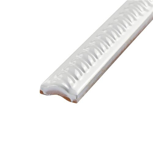 Trenza Blanco Ceramic Wall Trim 1" x 7 7/8" Glossy