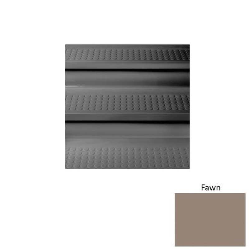 Solid 98 Fawn Vantage Raised Circular Rubber (Sq) With Safety Yellow Abrasive Strip Stair Tread - Textured