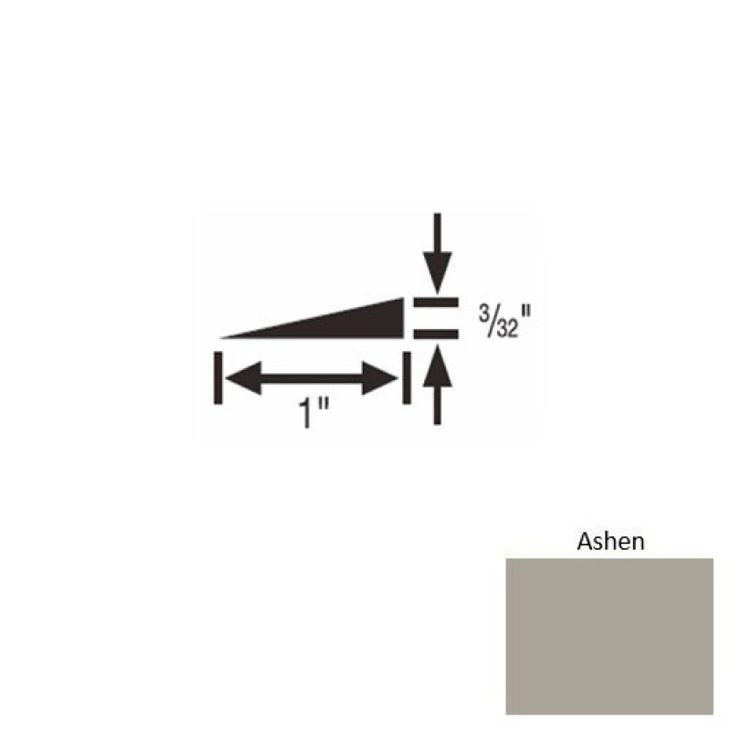 Solid 48 Ashen Rubber Reducer Strip - 1" X 9 Ft (108") X 3/32"