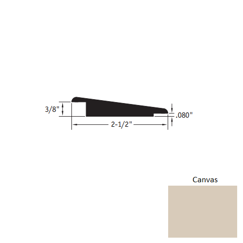 Johnsonite Canvas Vinyl Moulding / Trim - 2 1/2" X 12 Ft (144") X 3/8" - .080" Wheeled Traffic Transition - Wheeled Traffic Transition
